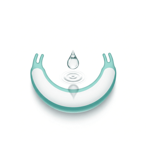 Illustration of a drop of water-based lubricant falling onto the OmegaFlex open ring